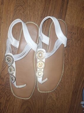 White Women’s Embellished Thong Sandals